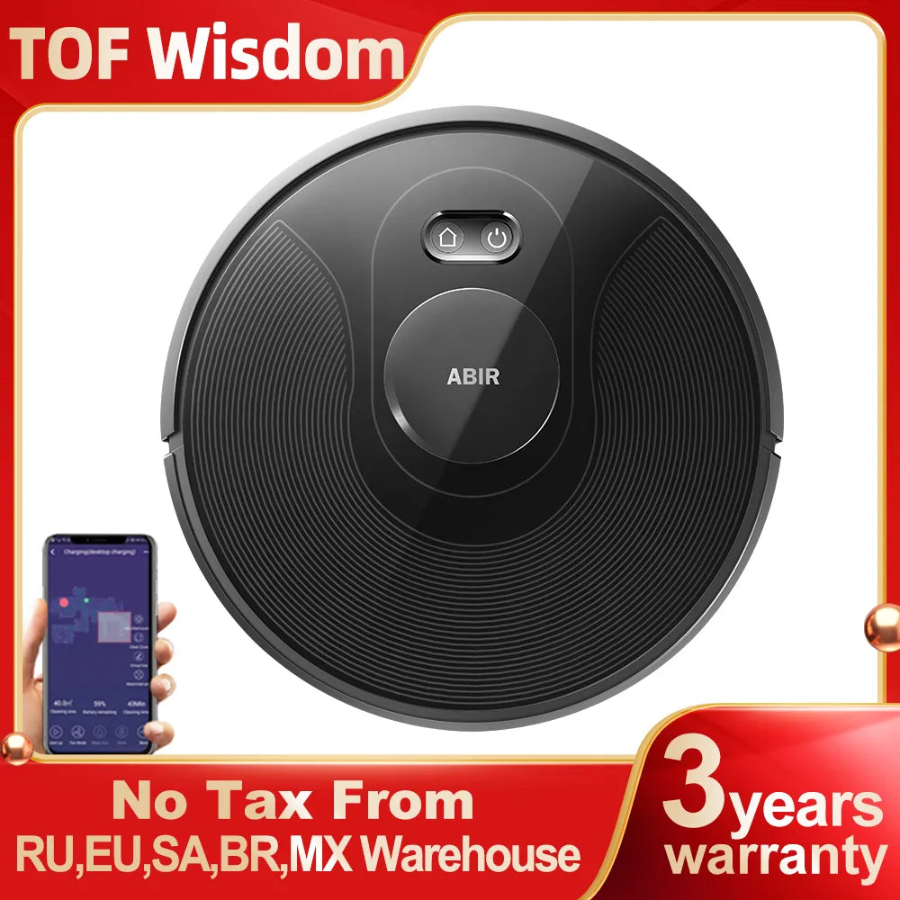 ABIR X8 Robot Vacuum Cleaner ,Laser System, Multiple Floors Maps, Zone Cleaning,Restricted Area Setting for Home Carpet Cleaning