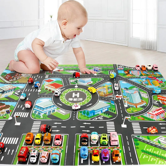 Road Mat Children Traffic Car Map Boy Girls Educational Toy Road Carpet Playmat For Baby Mats Cartoon City Rug Kids Toys Games