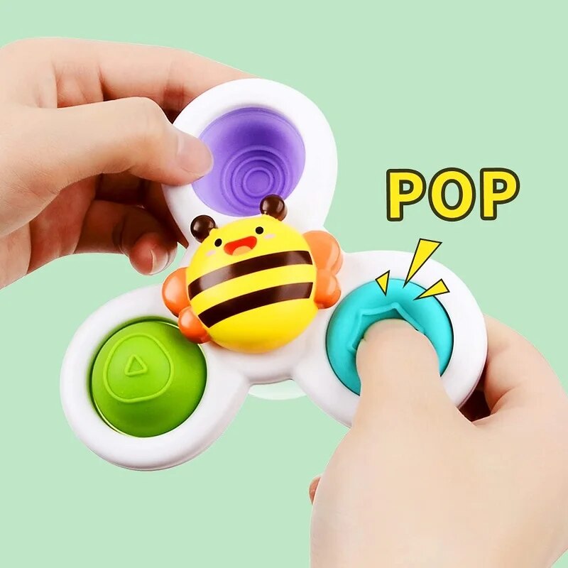 1pcs Suction Cups Spinning Top Toy For Baby Game Infant Teether Relief Stress Educational Rotating Rattle Bath Toys For Children