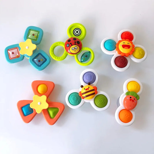 1pcs Suction Cups Spinning Top Toy For Baby Game Infant Teether Relief Stress Educational Rotating Rattle Bath Toys For Children